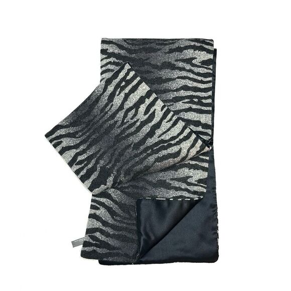 Ann Taylor Long Cashmere Doubled Zebra Print Scarf Silk Lining - Picture 5 of 8